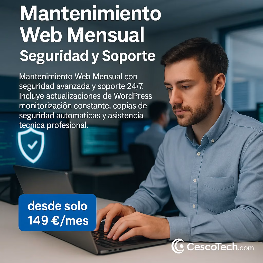 Mantenimiento Web Mensual CescoTech – Seguridad y Soporte
